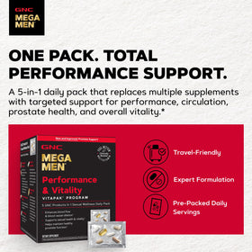GNC Vitapak Performance et Vitalité ingrédients sur l'emballage