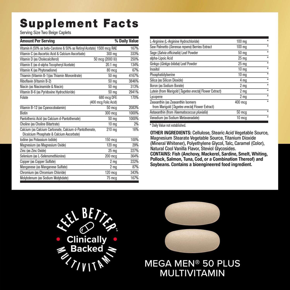 GNC Vitapak Programme Mega Men 50 Plus paquet arrière