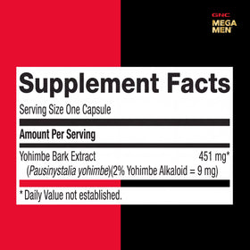 GNC Yohimbe 451 Extrait Pur 60 Capsules montrant la taille
