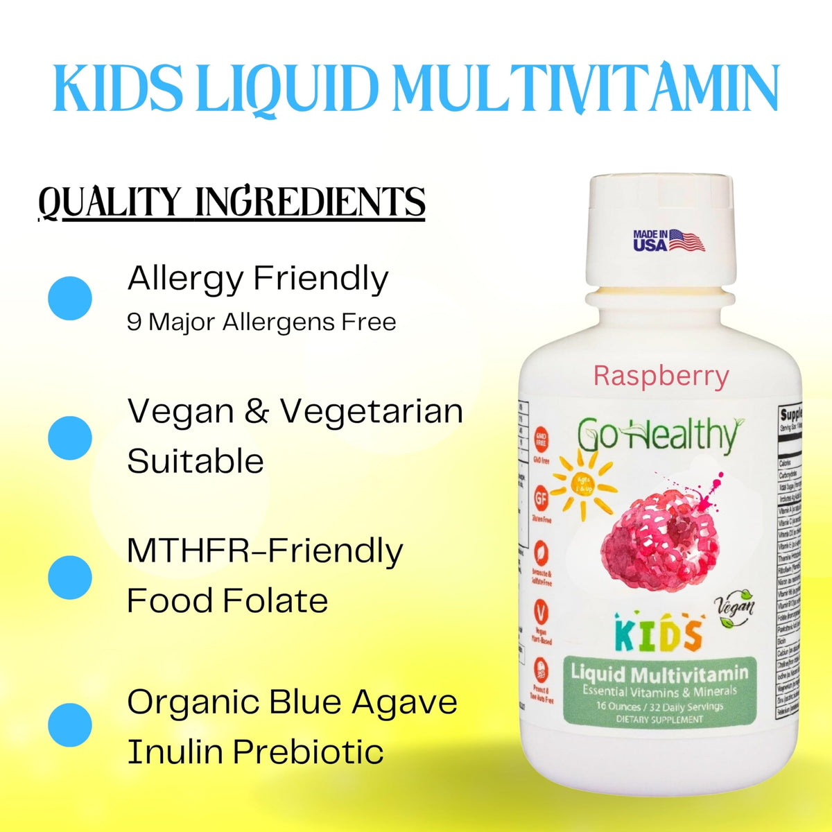 Go Healthy Natural Multivitamine Liquide Enfants 30 Servings étiquette