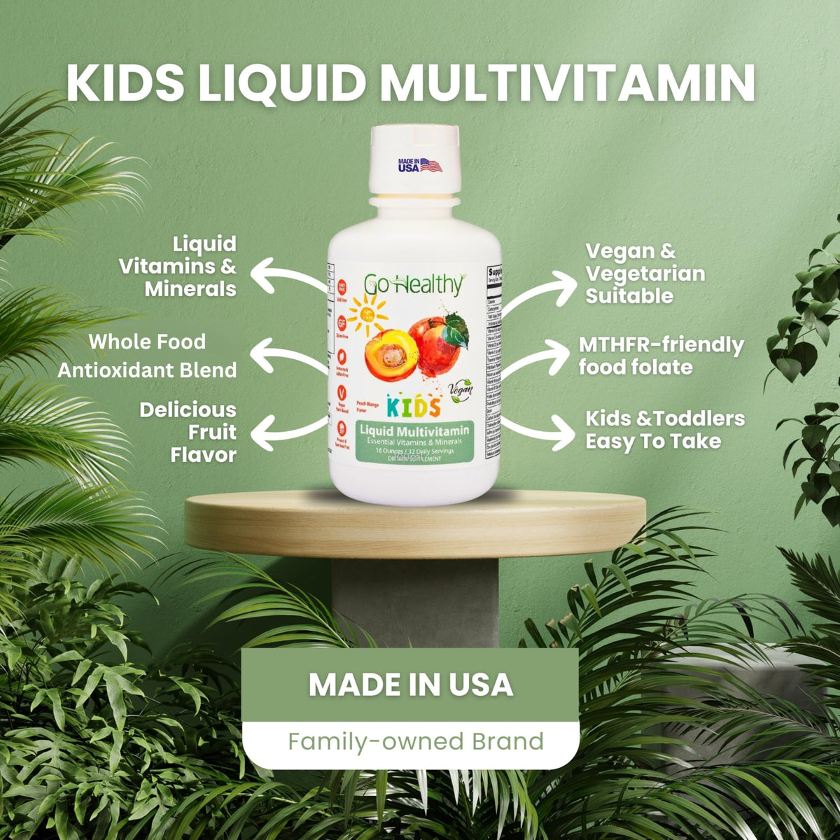 Go Healthy Natural Multivitamine Liquide Pêche Mangue vue de dos