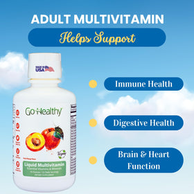 Go Healthy Natural Multivitamines Liquides 32 Portions Pêche Mangue contenu