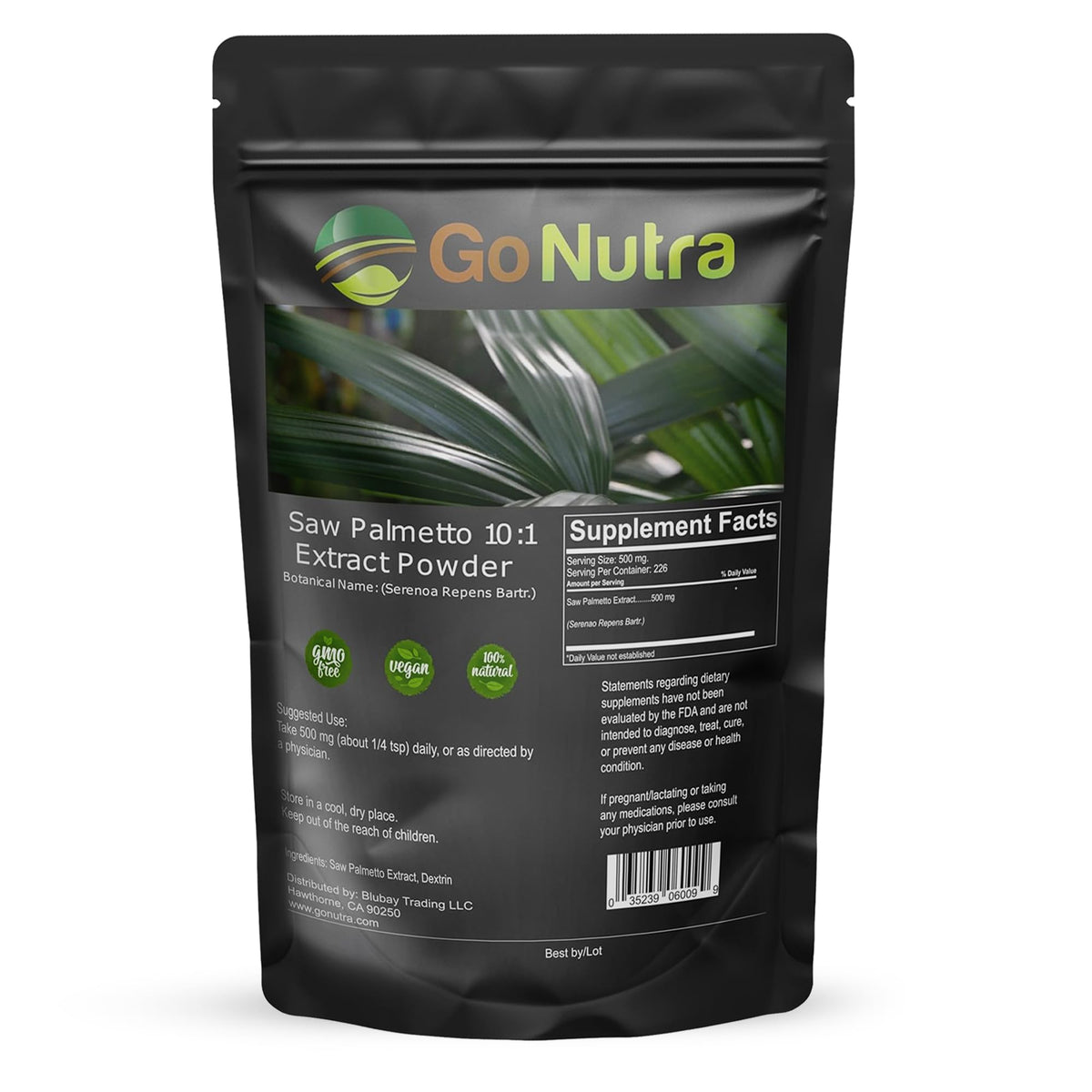 Go Nutra Extrait de Saw Palmetto 10:1 en poudre à côté de tisanes