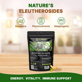 Go Nutra Poudre d'Éleuthéro avec étiquette et informations nutritionnelles
