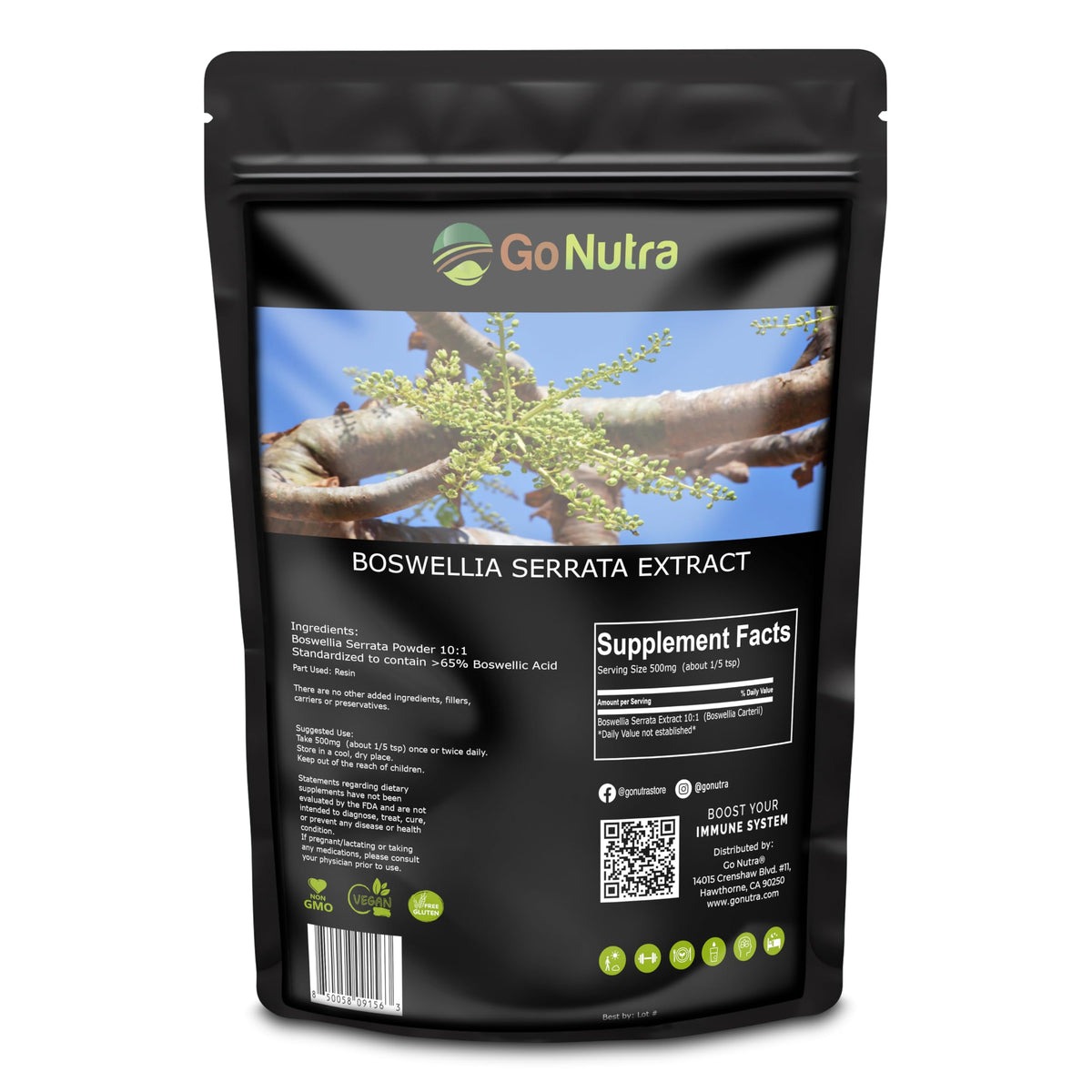 Go Nutra Poudre d'Extrait de Boswellia Serrata 240g vue avant