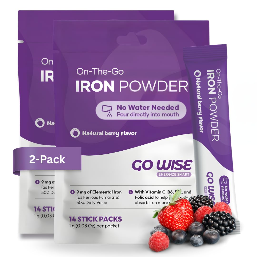 Go Wise Complément Alimentaire en Fer Poudre Saveur Baie, sachets individuels