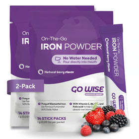 Go Wise Complément Alimentaire en Fer Poudre Saveur Baie, sachets individuels