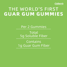 Goberris Gummies de Gomme de Guar, étiquette avec informations nutritionnelles