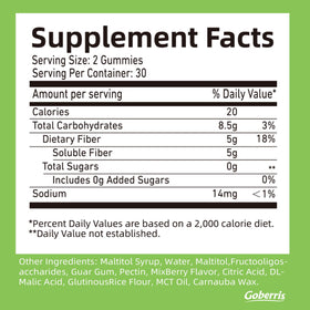 Goberris Gummies de Gomme de Guar, vue de côté avec gummies visibles