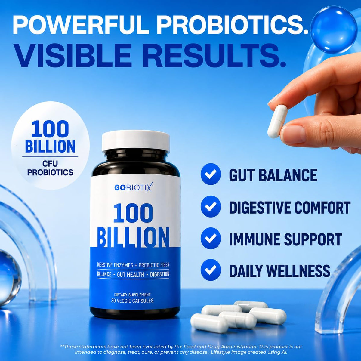 GOBIOTIX 100 Milliards CFU - capsules sur fond blanc