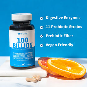 GOBIOTIX 100 Milliards CFU - capsules sur une table en bois