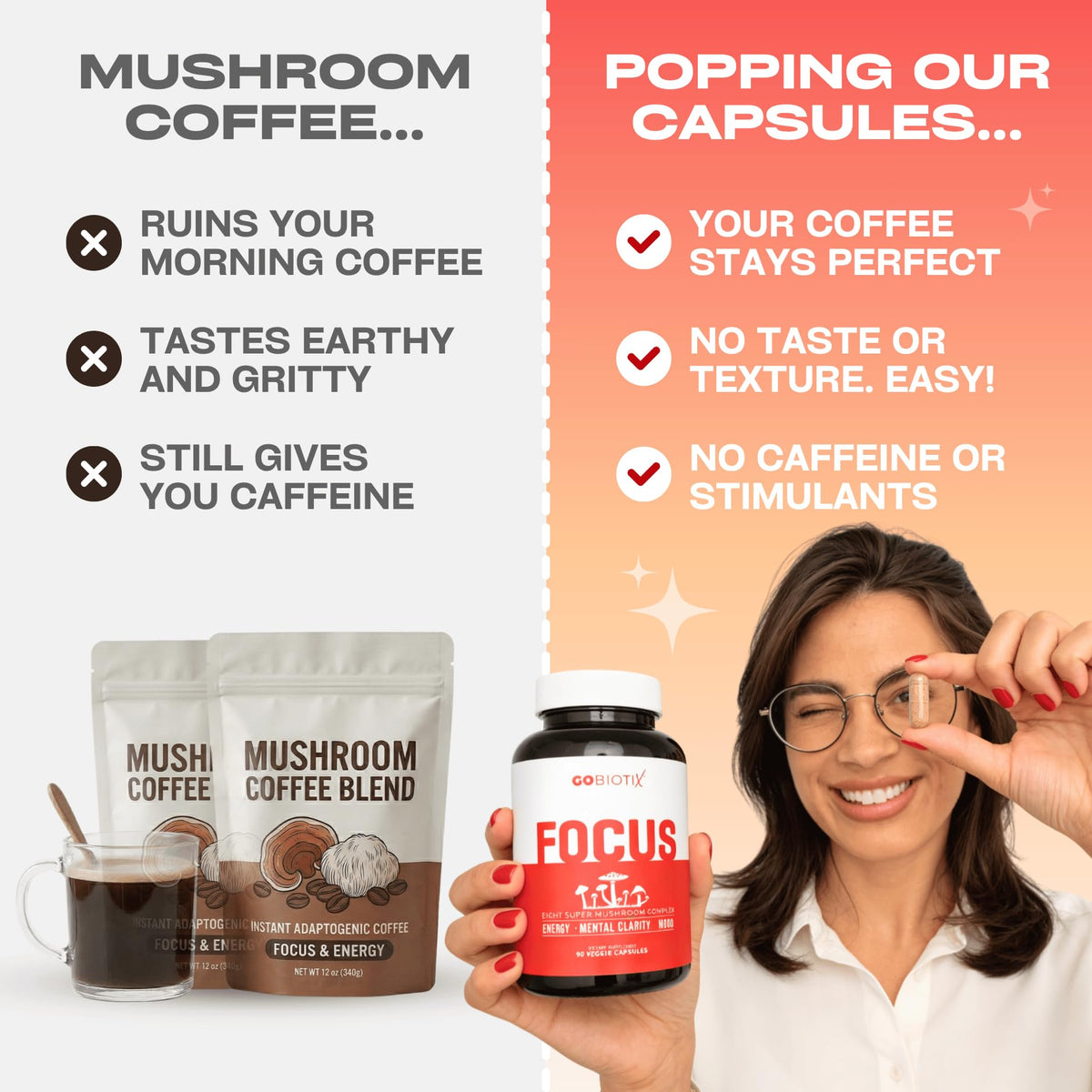 GOBIOTIX Complément Alimentaire Champignon Complexe 90 Capsules avec d'autres compléments