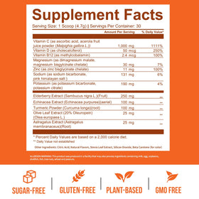 GOBIOTIX Complément Alimentaire Vitamine C 168g Orange, ingrédients sur l'emballage