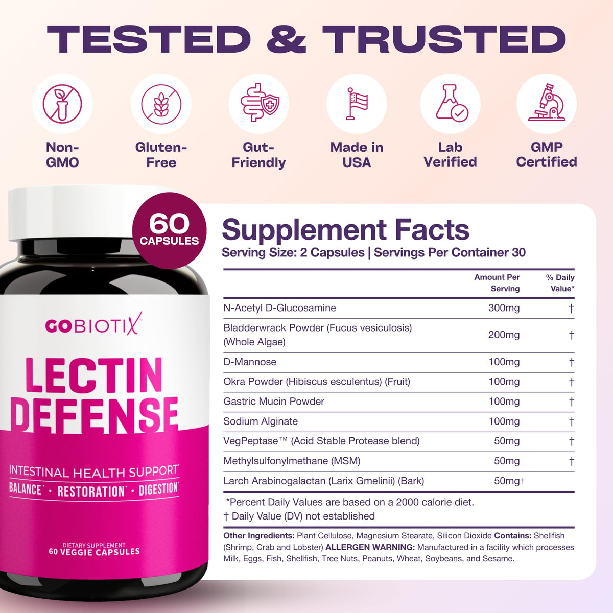 GOBIOTIX Lectin Defense capsules sur une table en bois