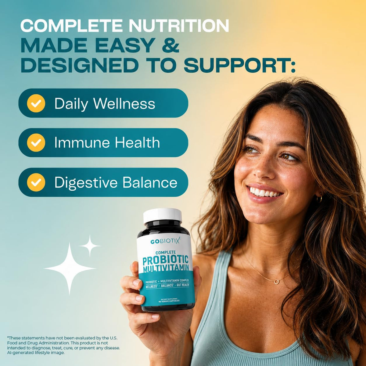 GOBIOTIX Multivitamine Probiotique 90 capsules sur fond blanc