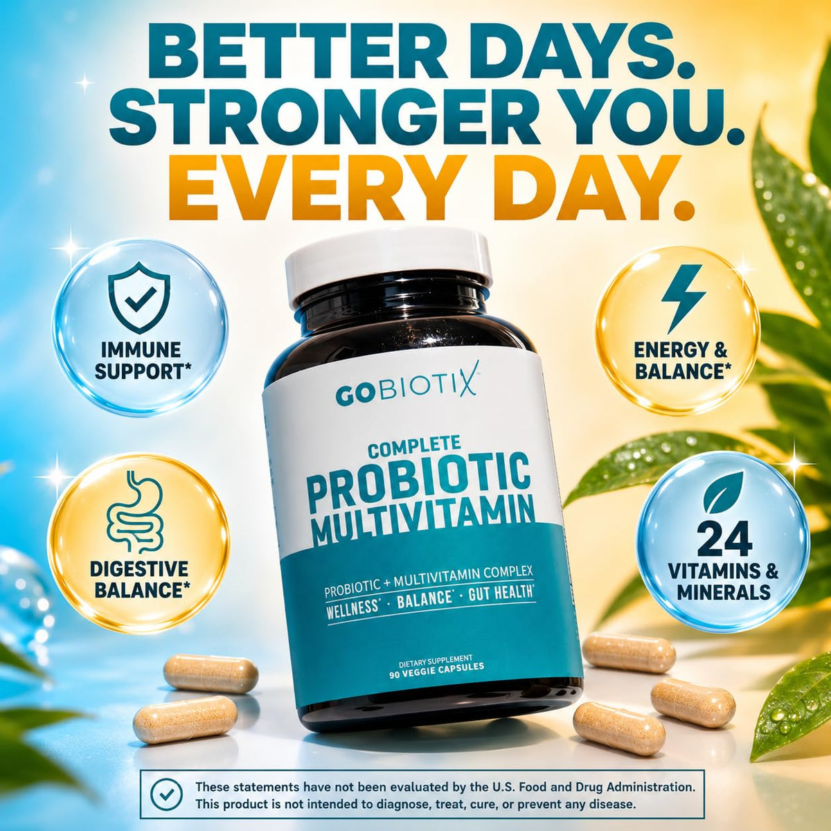 GOBIOTIX Multivitamine Probiotique capsules avec étiquette