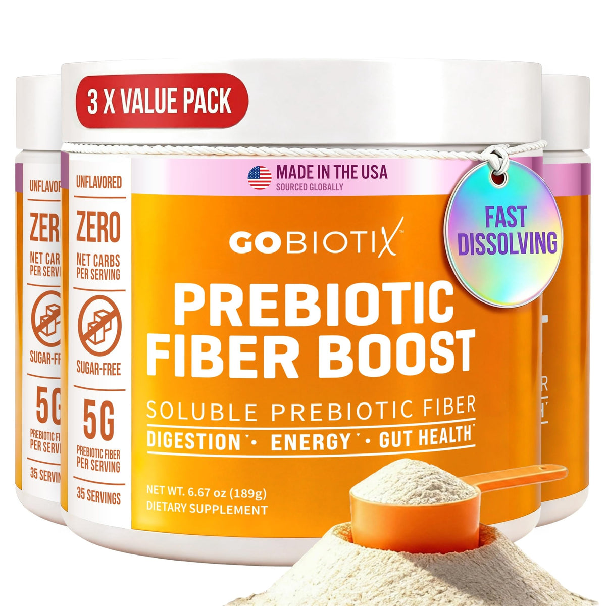 GOBIOTIX Poudre de Fibre Végétale 3 Mois, emballage avant