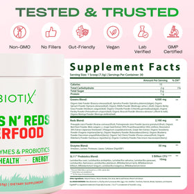 GOBIOTIX Poudre de Super Greens 272g sur une table