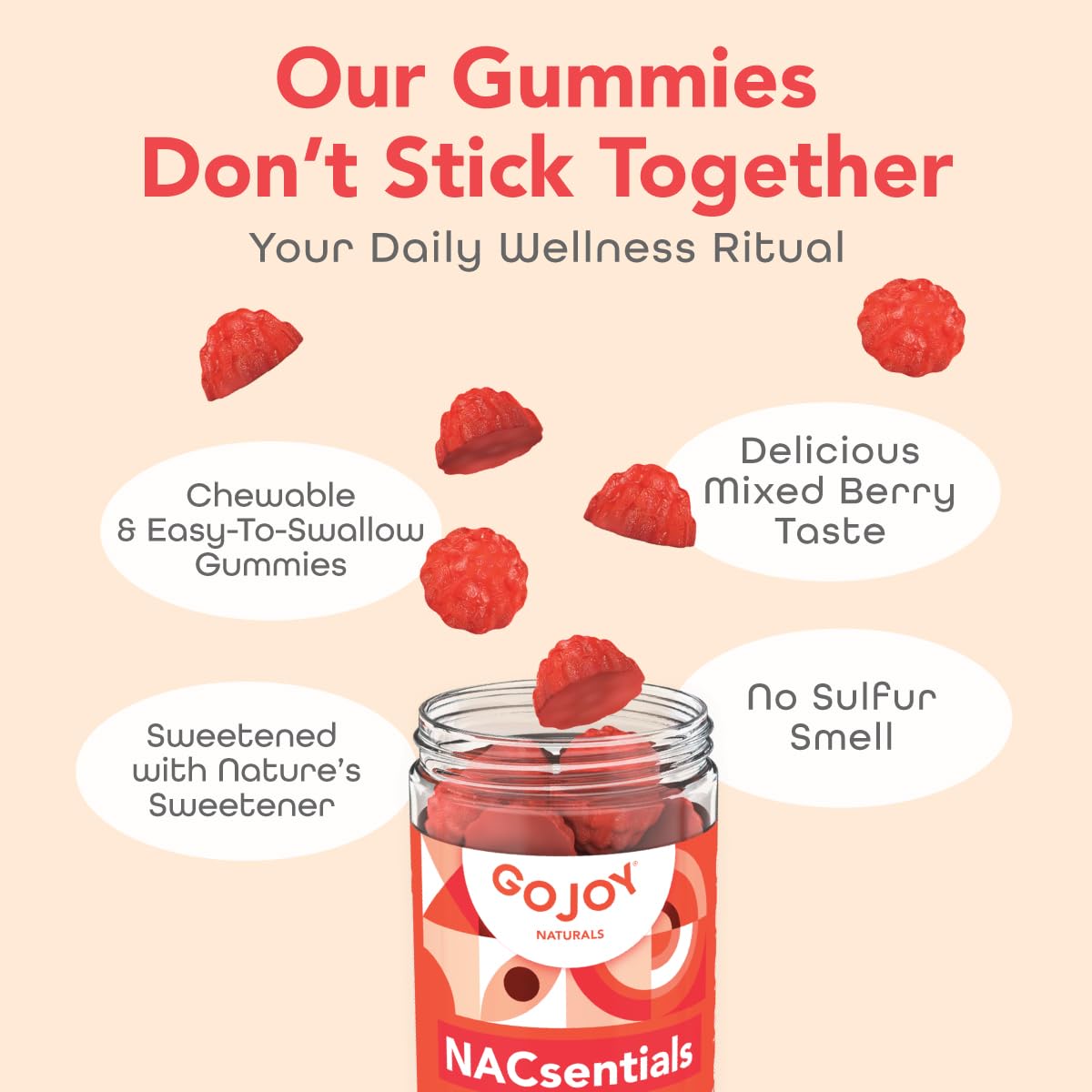 GOJOY NATURALS Gummies NAC 600mg avec des fruits