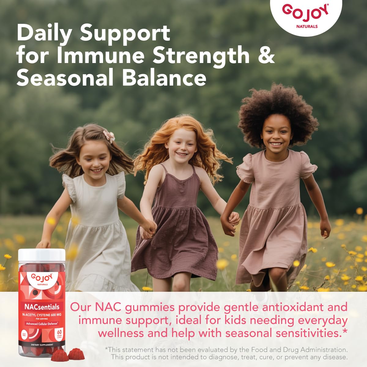 GOJOY NATURALS Gummies NAC 600mg ingrédients sur l'emballage