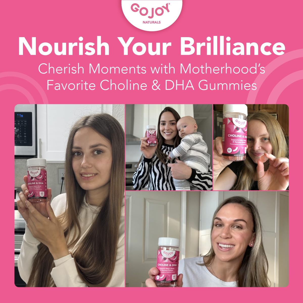 GOJOY NATURALS Gummies prénatales sur une table avec des fruits
