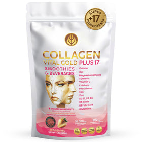 Gold Vital Life Collagène Peptides Poudre 463g Saveur Baies Rouges vue de face
