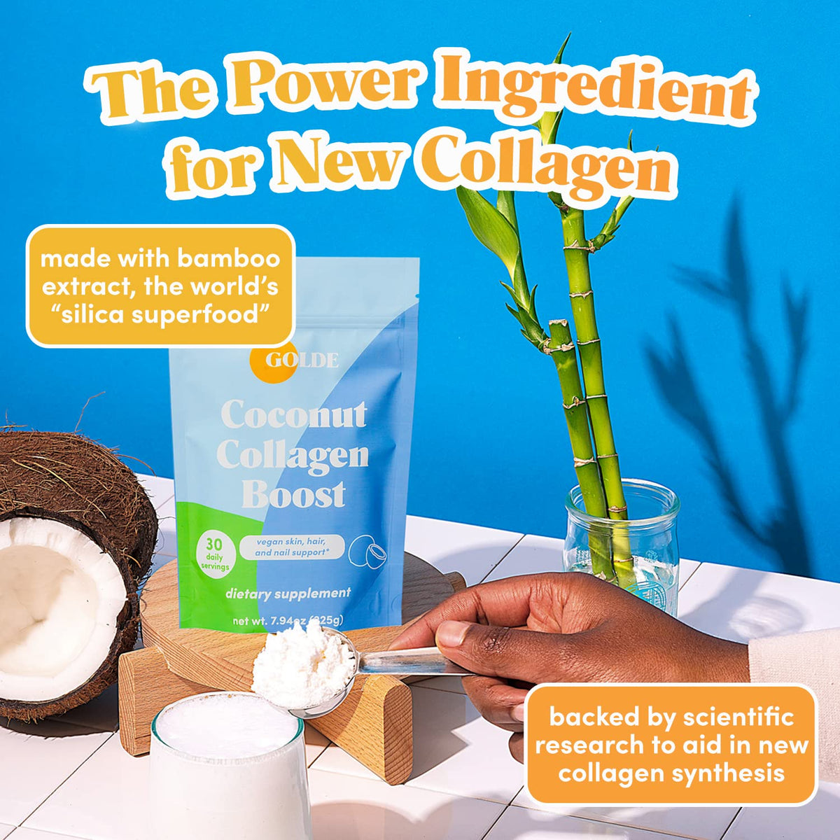 GOLDE Crème Végane au Collagène - Vanille, ajoutée à un smoothie