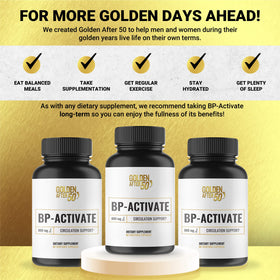 Golden After 50 BP-Activate avec informations nutritionnelles sur l'étiquette