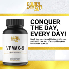 Golden After 50 VpMax-9 capsules gélatineuses sur fond blanc