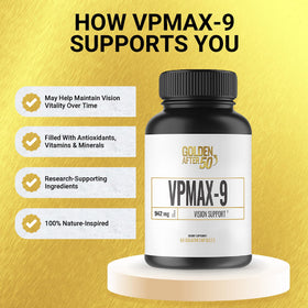 Golden After 50 VpMax-9 ingrédients principaux en vue rapprochée