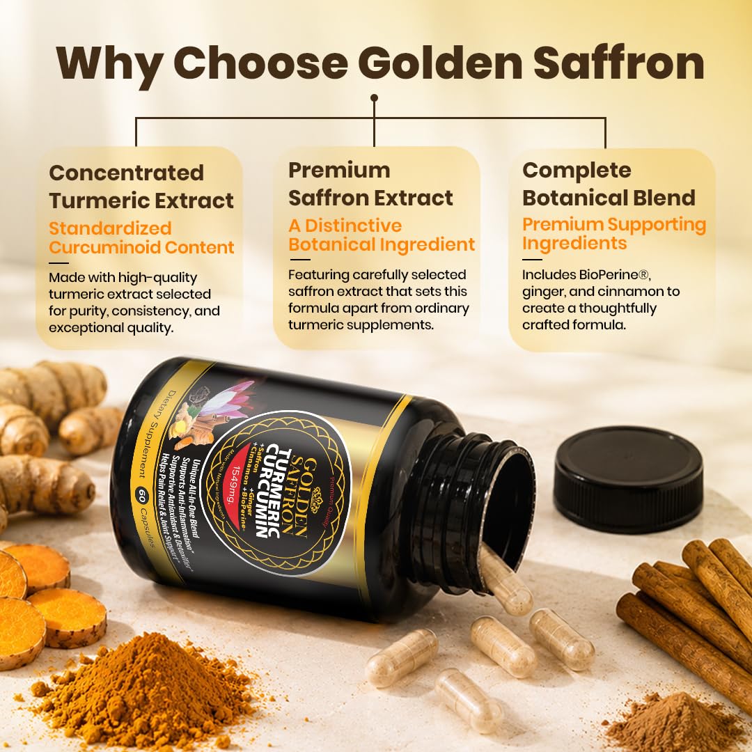 GOLDEN SAFFRON Complément Alimentaire Curcuma 1350mg arrière