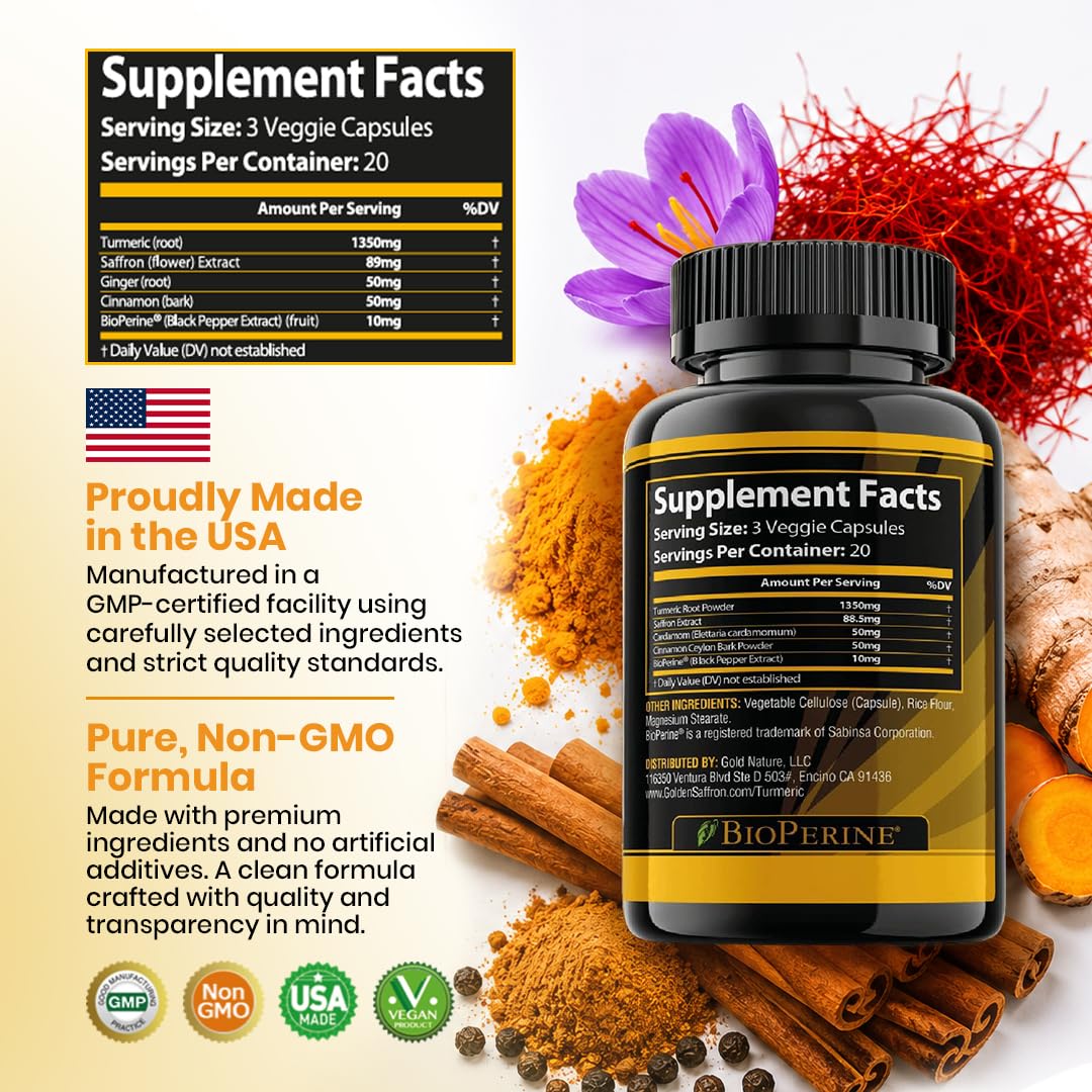 GOLDEN SAFFRON Complément Alimentaire Curcuma 1350mg en usage