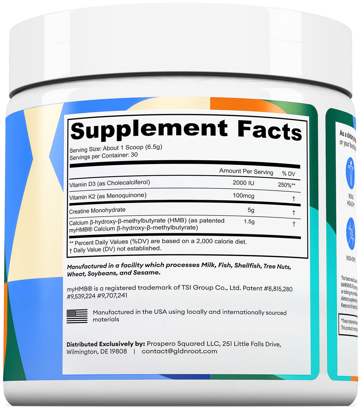 GoldenRoot Créatine HMB 259g sur une table de sport