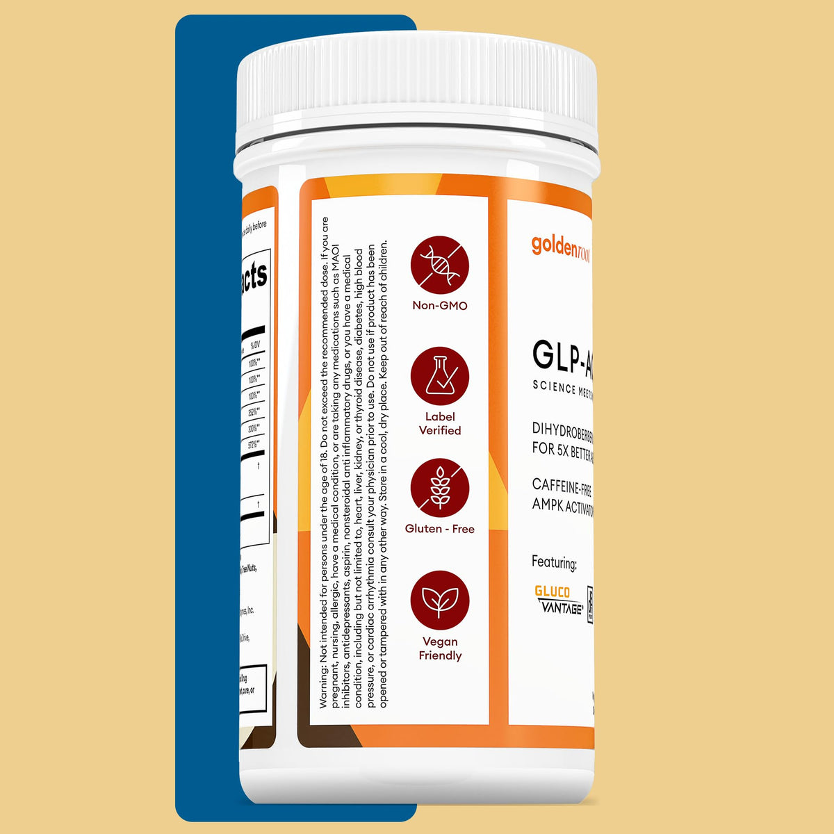 GoldenRoot Dihydroberbérine 200mg capsules avec verre d'eau