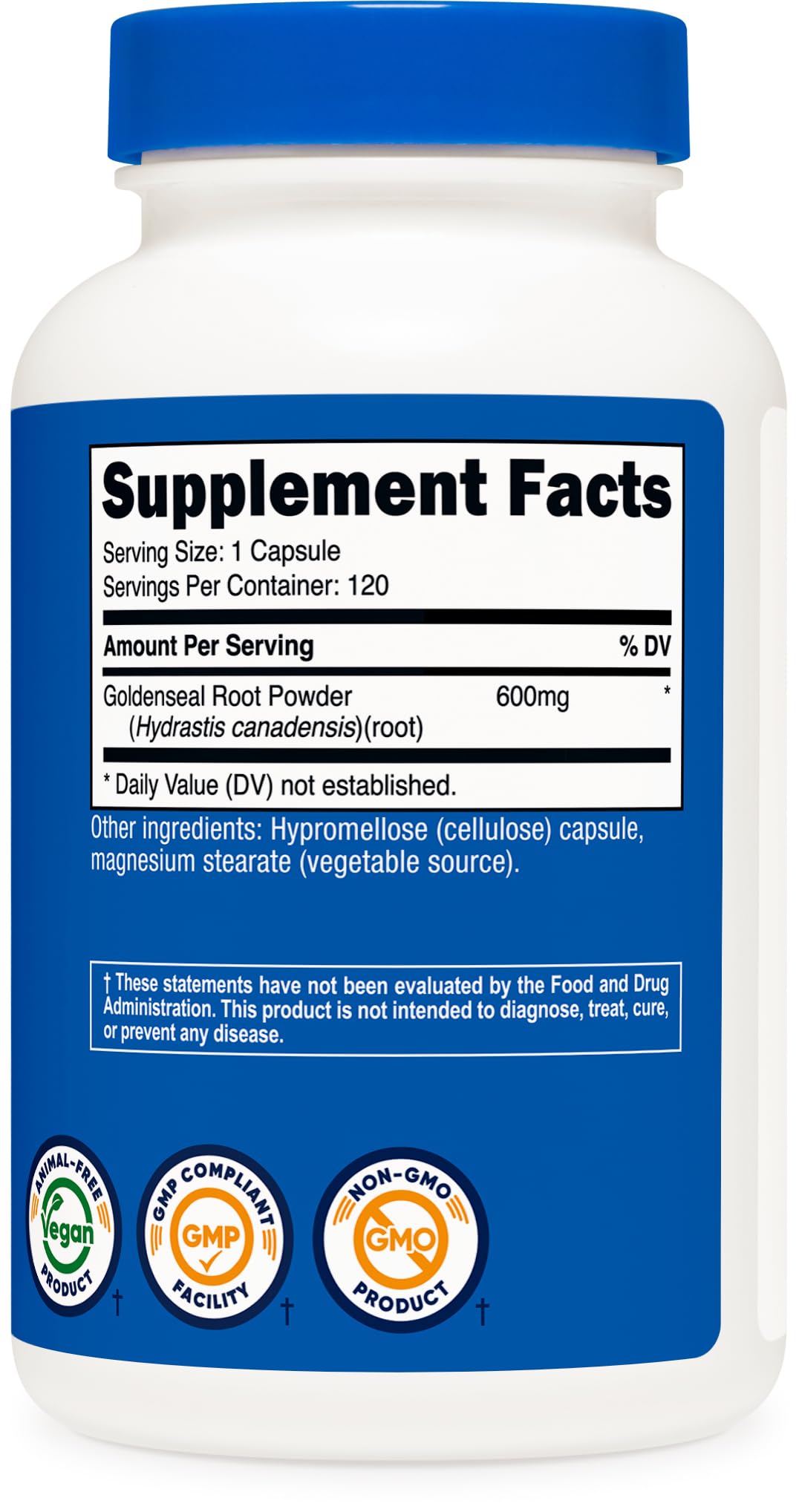 Goldenseal Nutricost 600mg avec une capsule ouverte