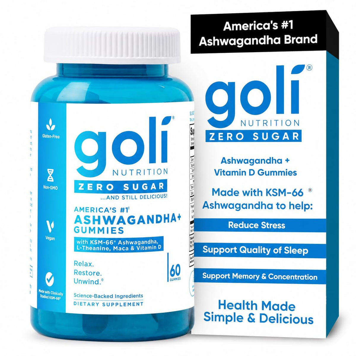 Goli Gummies Ashwagandha KSM-66 bouteille de 60 unités