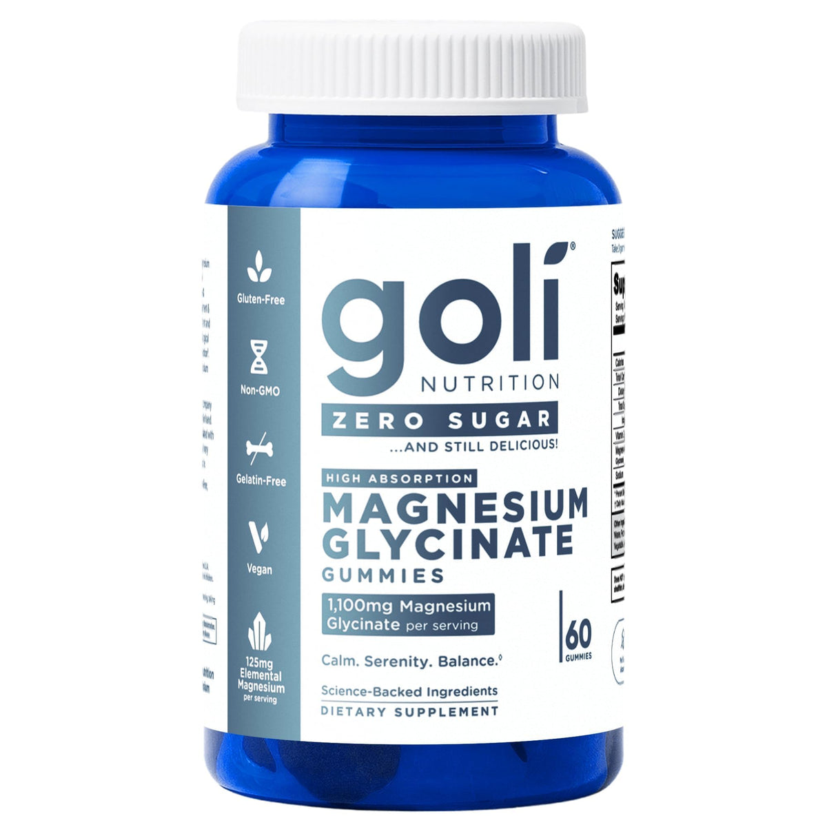 Goli Gummies au Magnésium Zéro Sucre 125mg vue de face