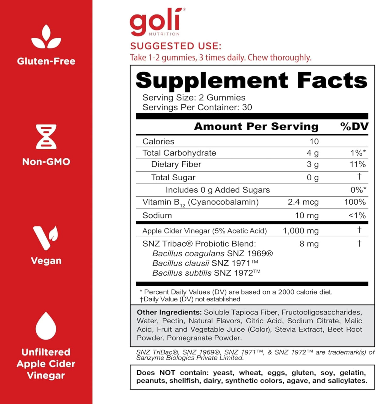 Goli Gummies au Vinaigre de Cidre de Pomme, gummies sur une table