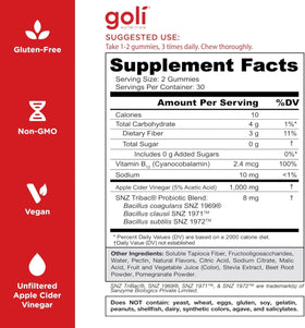Goli Gummies au Vinaigre de Cidre de Pomme, gummies sur une table