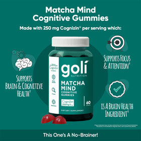 Goli Gummies Cognitives Matcha 250mg Citicoline avec des fruits