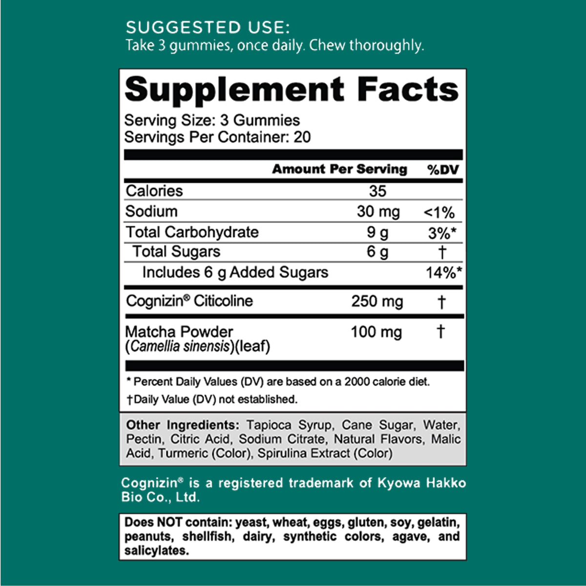 Goli Gummies Cognitives Matcha 250mg Citicoline texture des gummies