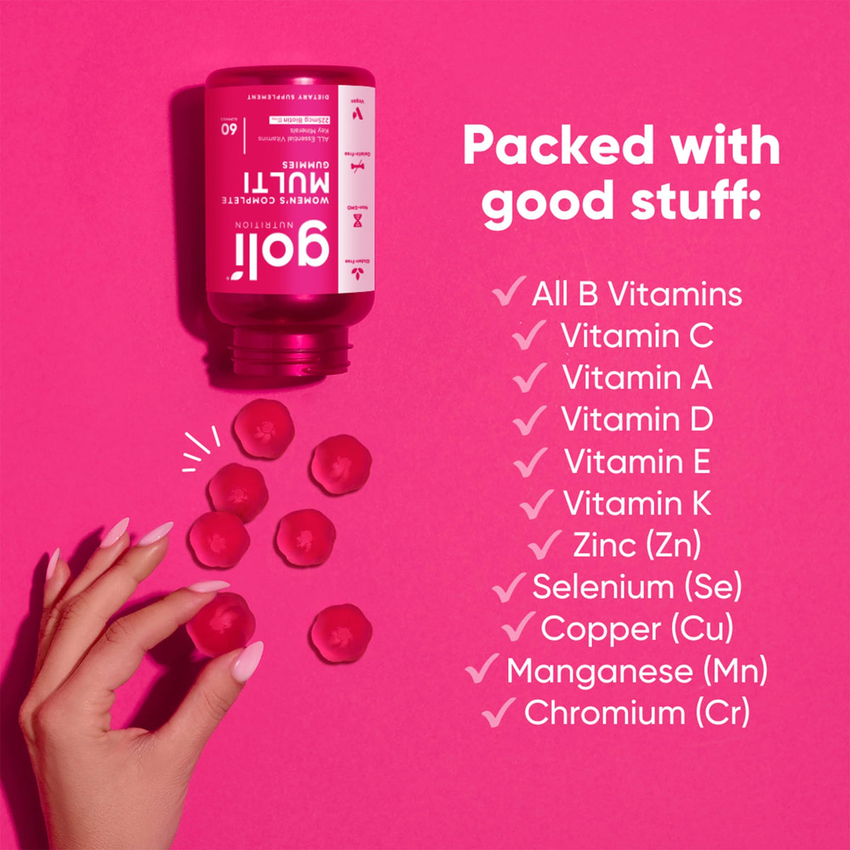 Goli Gummies Femmes gummies avec fruits naturels en arrière-plan