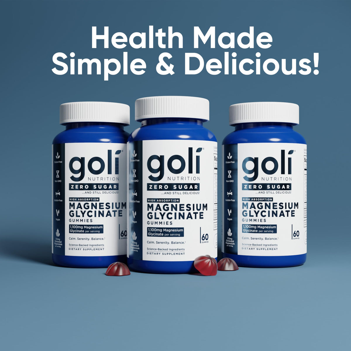 Goli Gummies Magnesium Zero Sucre 125mg, vue de côté