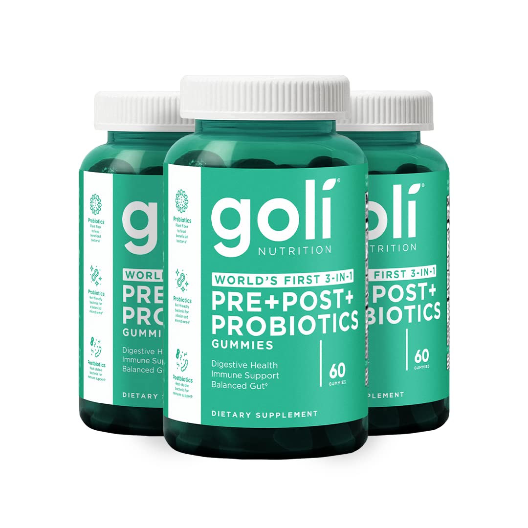 Goli Gummies Pré Pro Postbiotiques 3-en-1 boîte vue de face
