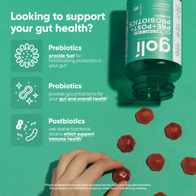Goli Gummies Pré Pro Postbiotiques 3-en-1 gummies à l'intérieur