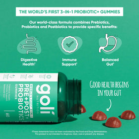 Goli Gummies Pré Pro Postbiotiques 3-en-1 vue de côté