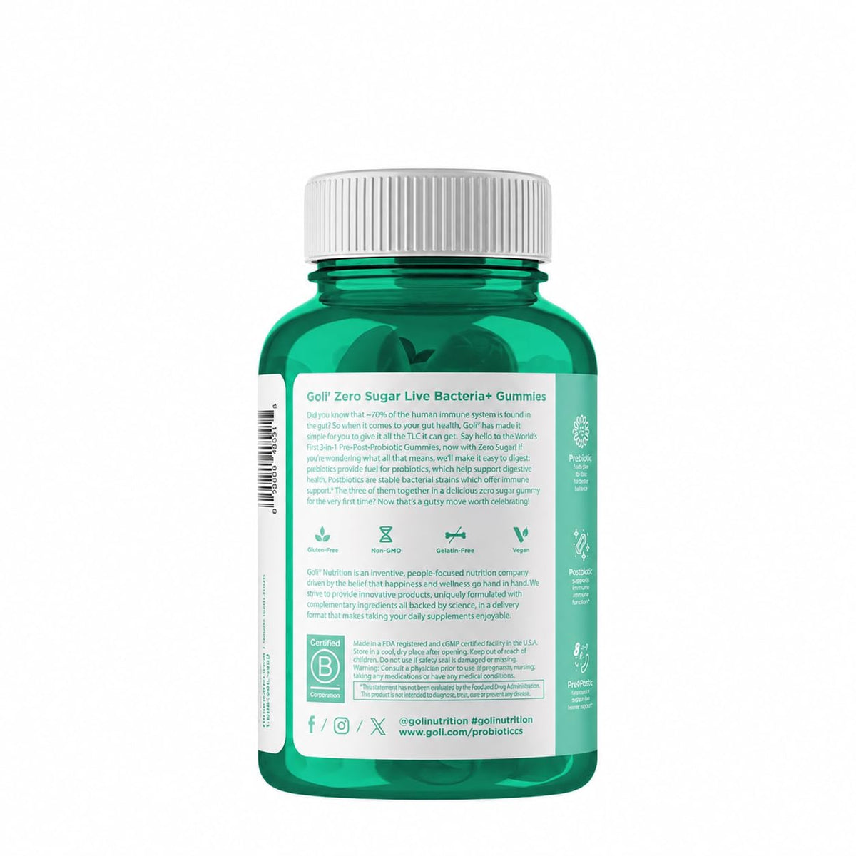 Goli Gummies Probiotiques Zéro Sucre 222g - emballage