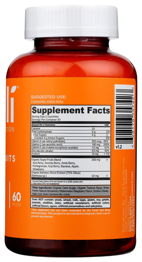 Goli Gummies Superfruits, étiquette avec ingrédients