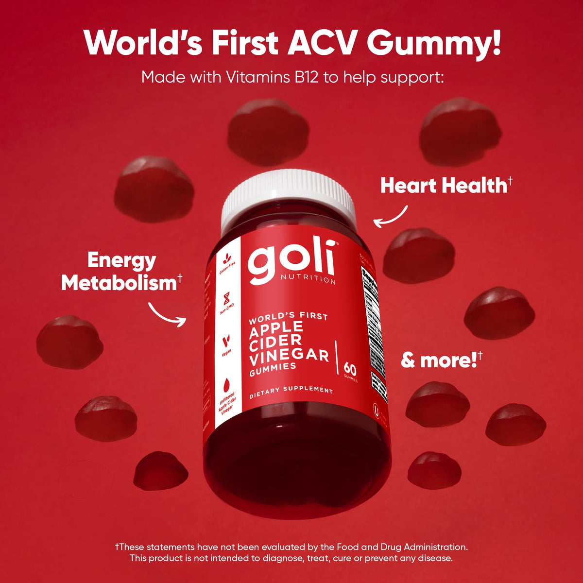 Goli Gummies Vinaigre de Cidre de Pomme 120 unités, présentation des gummies