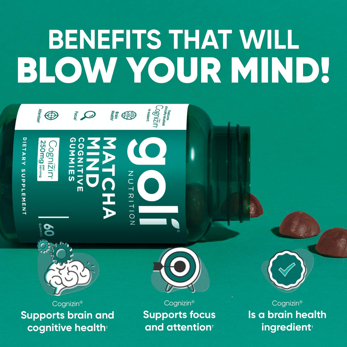 Goli Gummy Matcha Mind 250mg Citicoline emballage